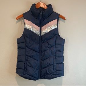 So Navy Silver and Pink Puffer Vest